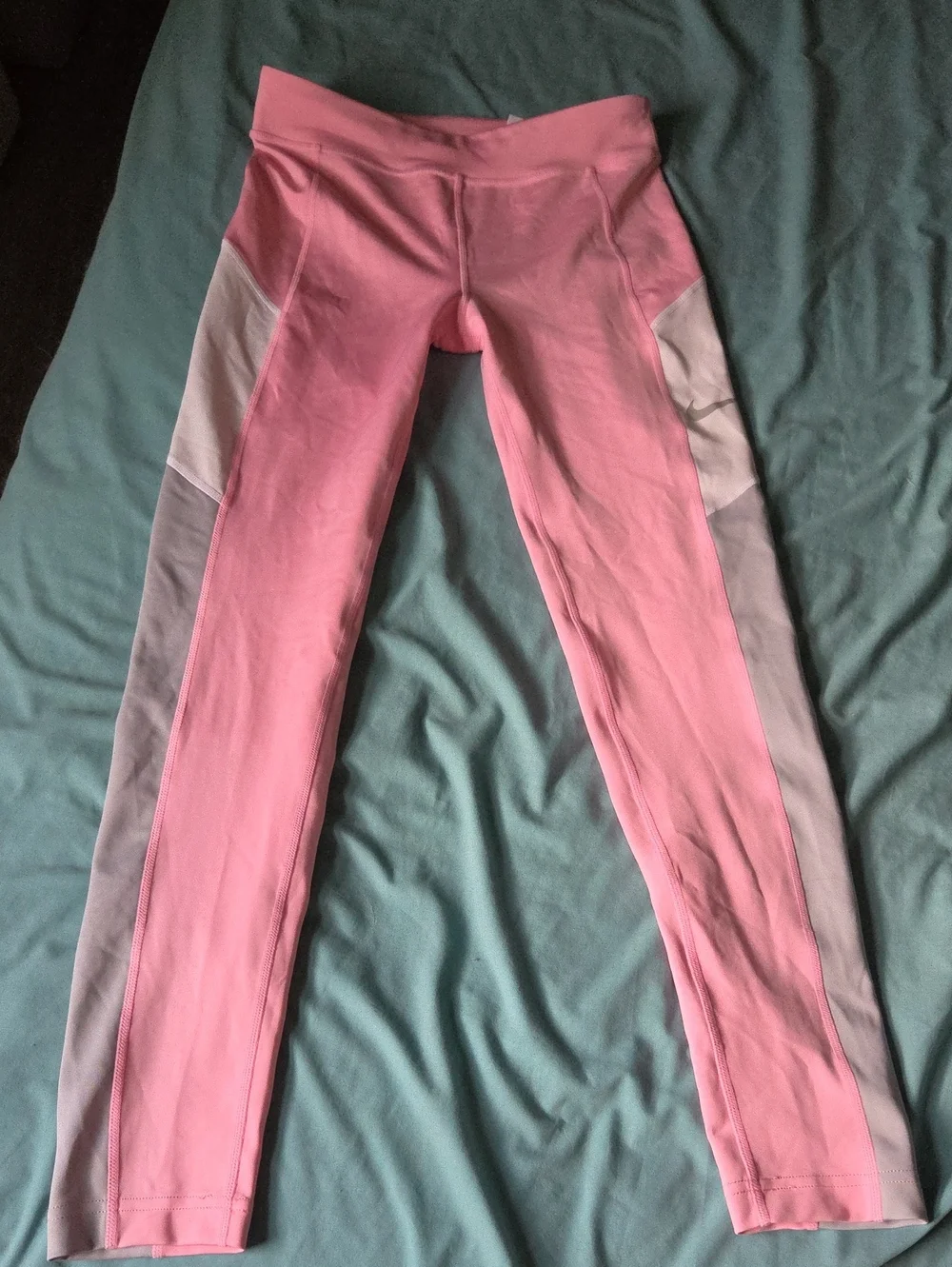 Nike Pink and Light Gray Colorblock Girls' Leggings